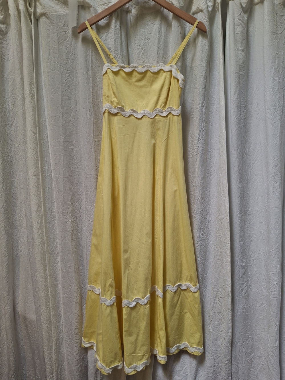 Yellow Midi Sundress with White Trim - Brand